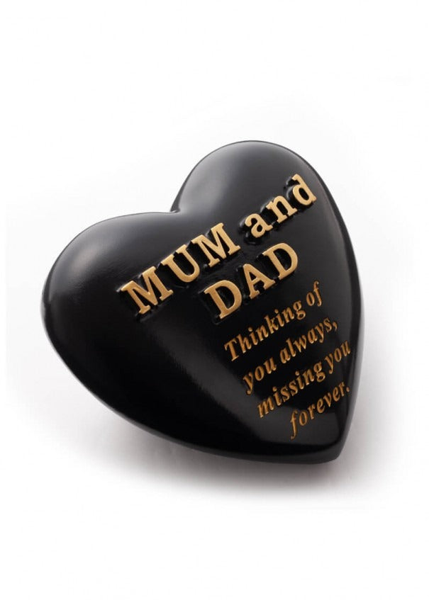 Options - Black Heart With Gold Letters memorial stone
