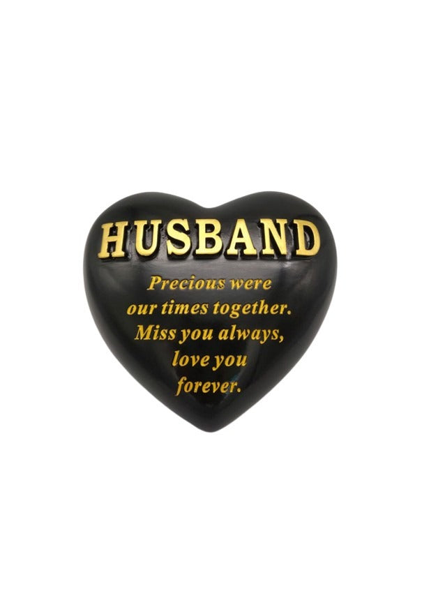 Options - Black Heart With Gold Letters memorial stone
