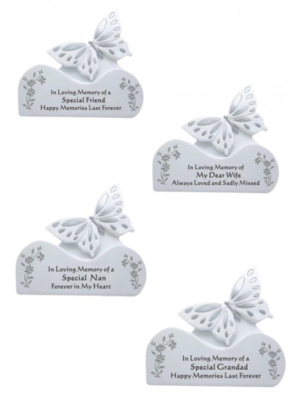 Options - White & Silver Butterfly On A Rock memorial