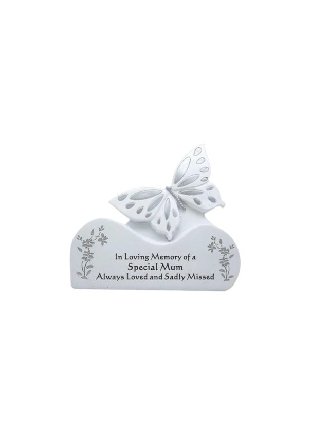 Options - White & Silver Butterfly On A Rock memorial