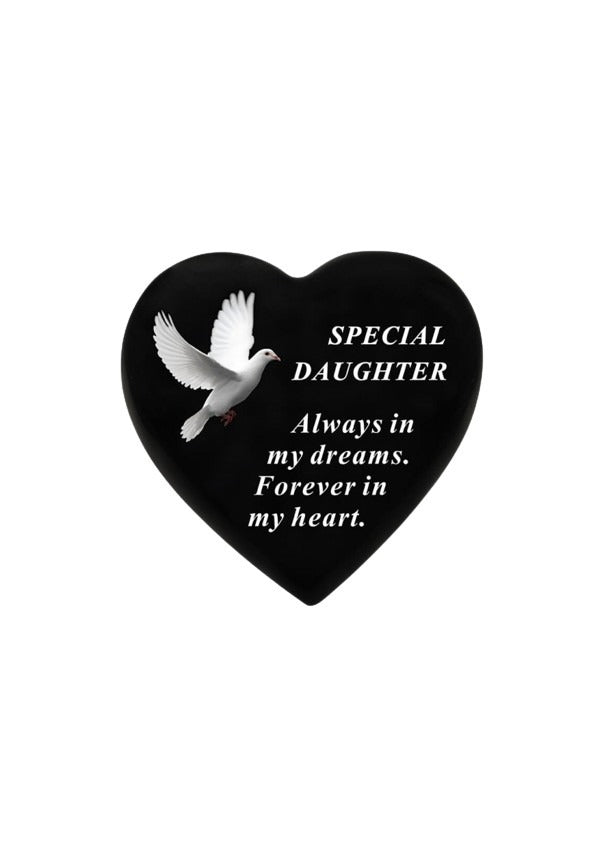 Options - Memorial Heart With Dove Detail and message