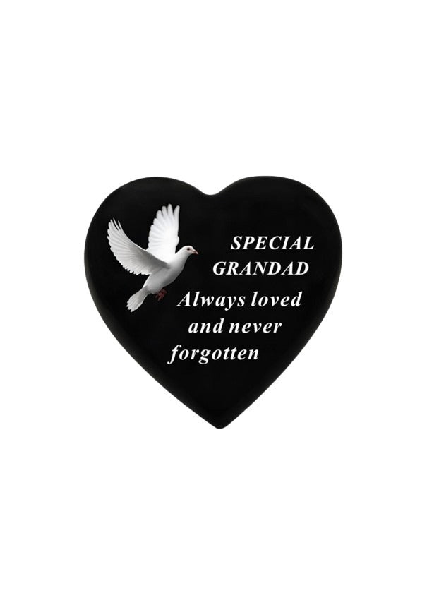 Options - Memorial Heart With Dove Detail and message