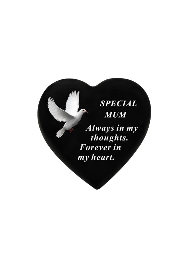 Options - Memorial Heart With Dove Detail and message