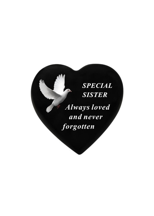 Options - Memorial Heart With Dove Detail and message