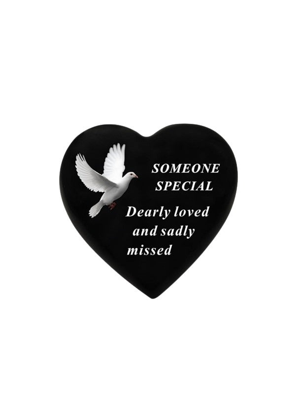 Options - Memorial Heart With Dove Detail and message