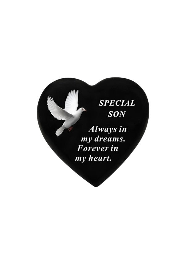 Options - Memorial Heart With Dove Detail and message
