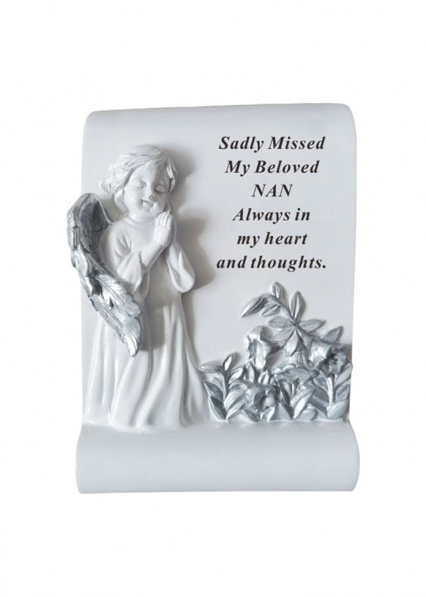 Options - White & Silver Cherub memorial Scroll