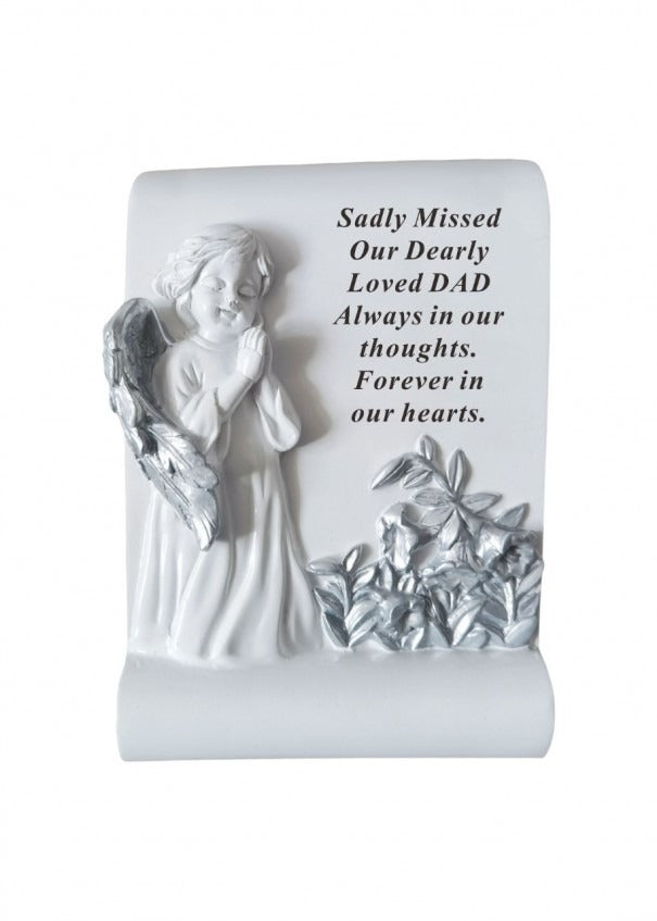 Options - White & Silver Cherub memorial Scroll