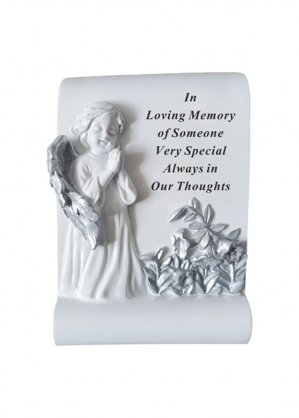Options - White & Silver Cherub memorial Scroll
