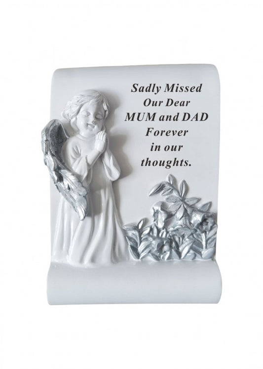 Options - White & Silver Cherub memorial Scroll