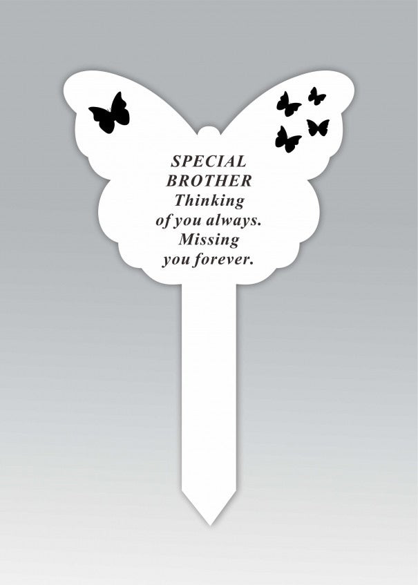 Options - White Plastic Butterfly Stake with black detail