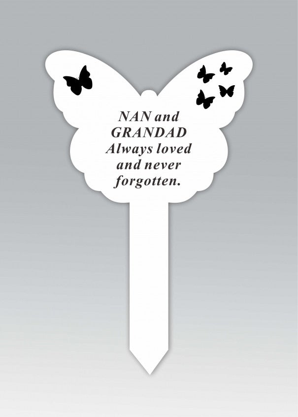 Options - White Plastic Butterfly Stake with black detail