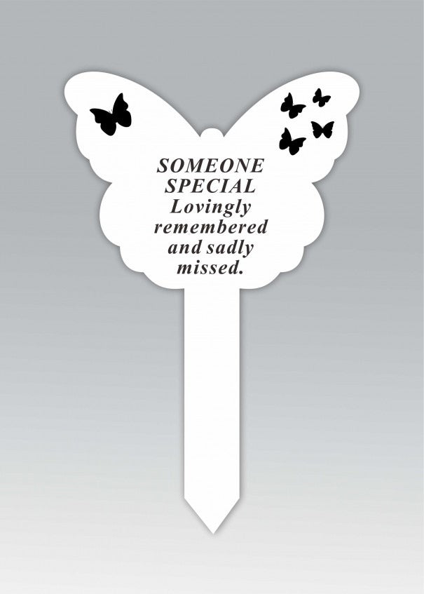 Options - White Plastic Butterfly Stake with black detail