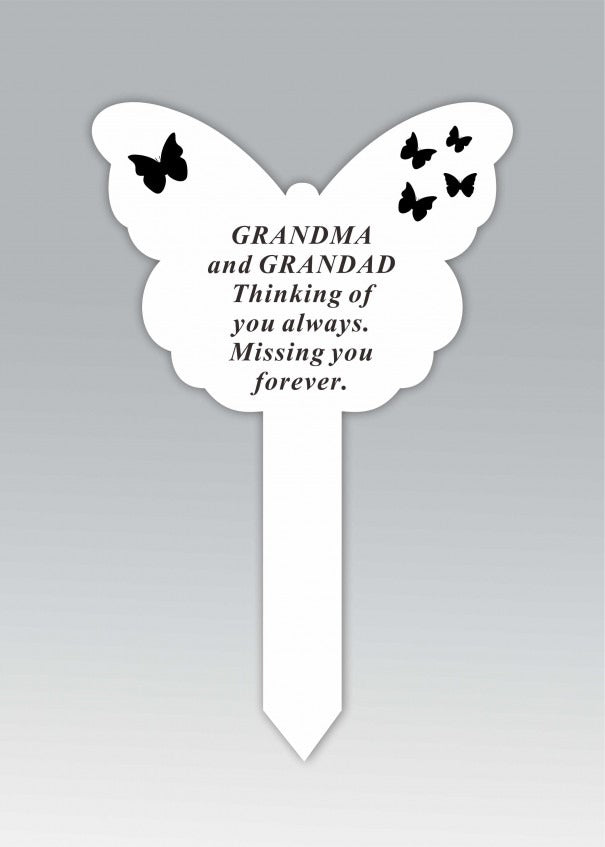 Options - White Plastic Butterfly Stake with black detail