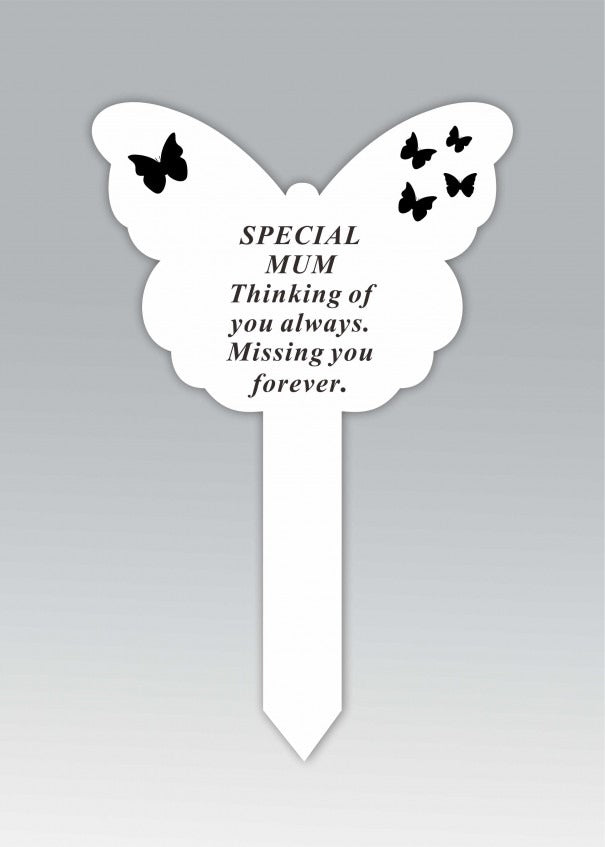 Options - White Plastic Butterfly Stake with black detail