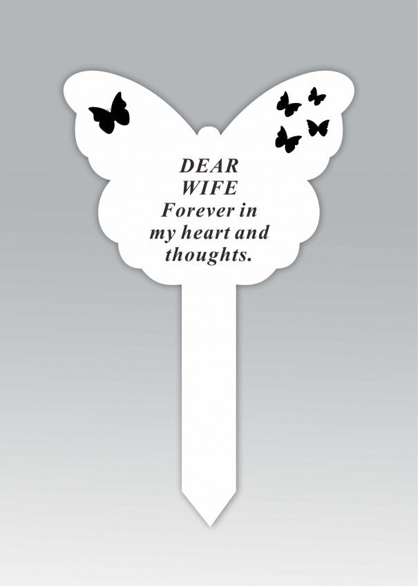 Options - White Plastic Butterfly Stake with black detail