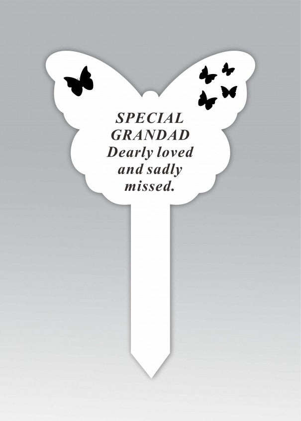 Options - White Plastic Butterfly Stake with black detail