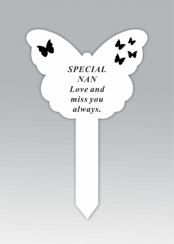 Options - White Plastic Butterfly Stake with black detail