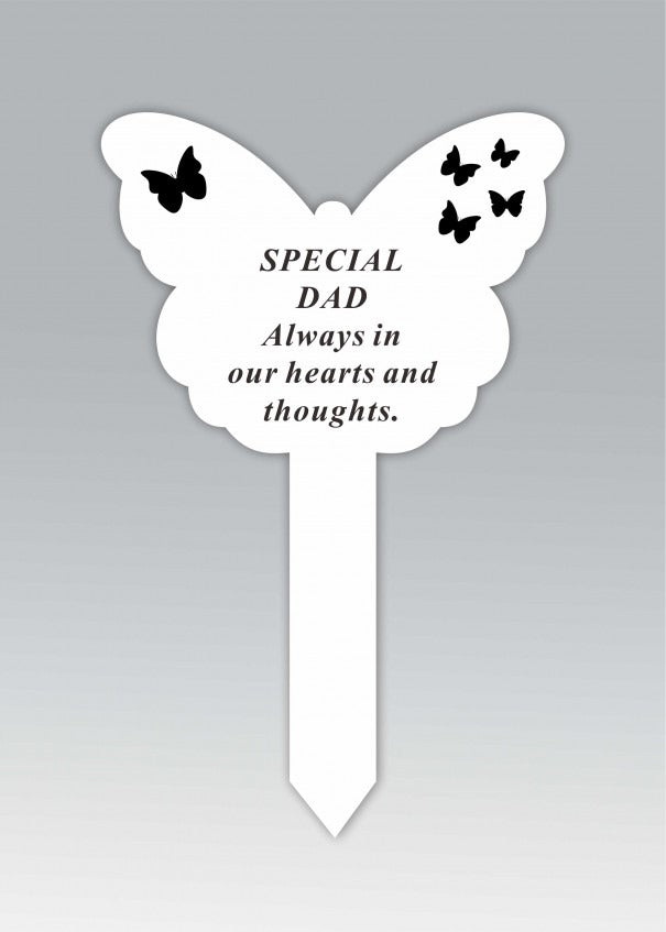 Options - White Plastic Butterfly Stake with black detail