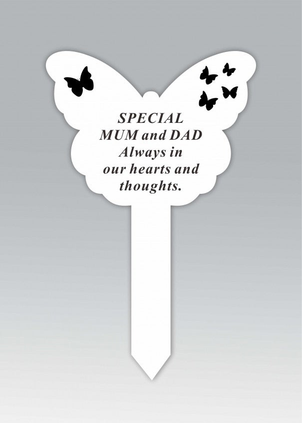 Options - White Plastic Butterfly Stake with black detail