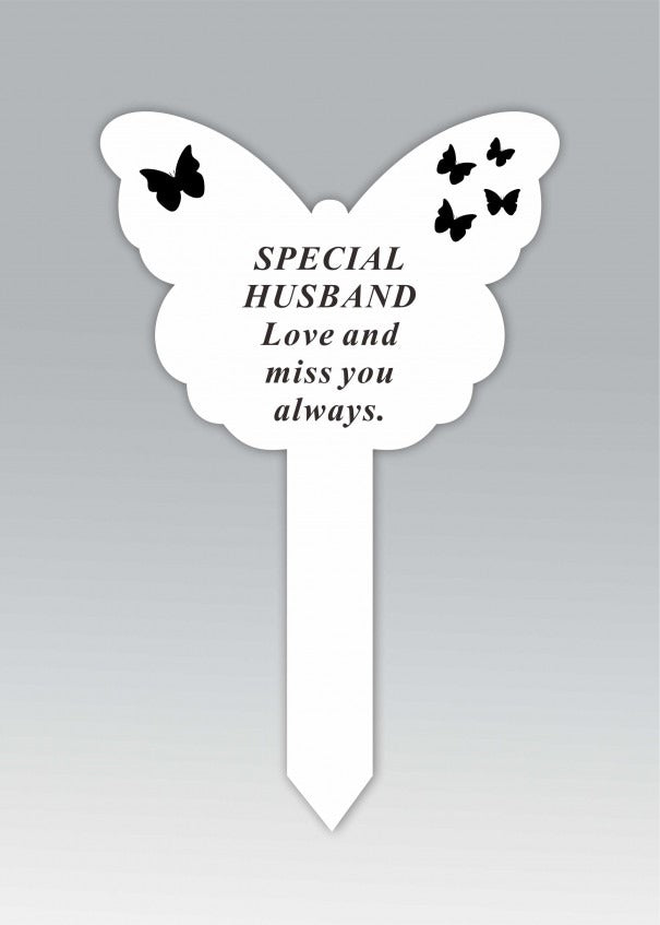 Options - White Plastic Butterfly Stake with black detail