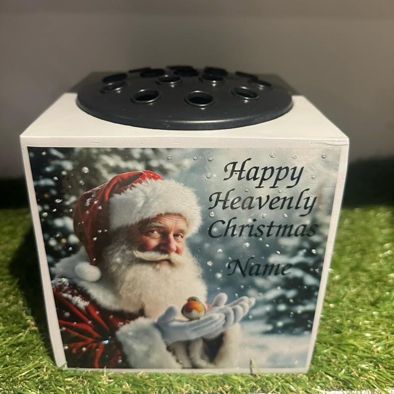 Santa & Robin weighted memorial flower vase with glitter detailing