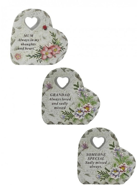 Options - Heart With Dragonfly & Flower Design graveside garden memorial