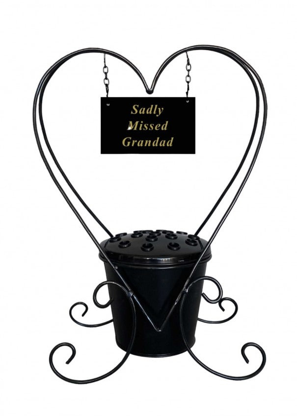 Options - Metal Memorial Planter With Name Plate And Black Pot Insert