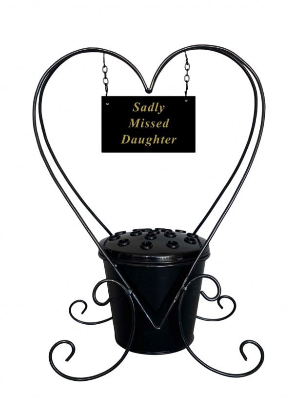 Options - Metal Memorial Planter With Name Plate And Black Pot Insert