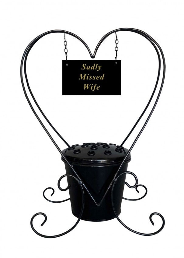 Options - Metal Memorial Planter With Name Plate And Black Pot Insert