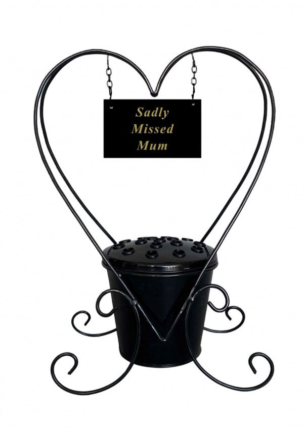 Options - Metal Memorial Planter With Name Plate And Black Pot Insert