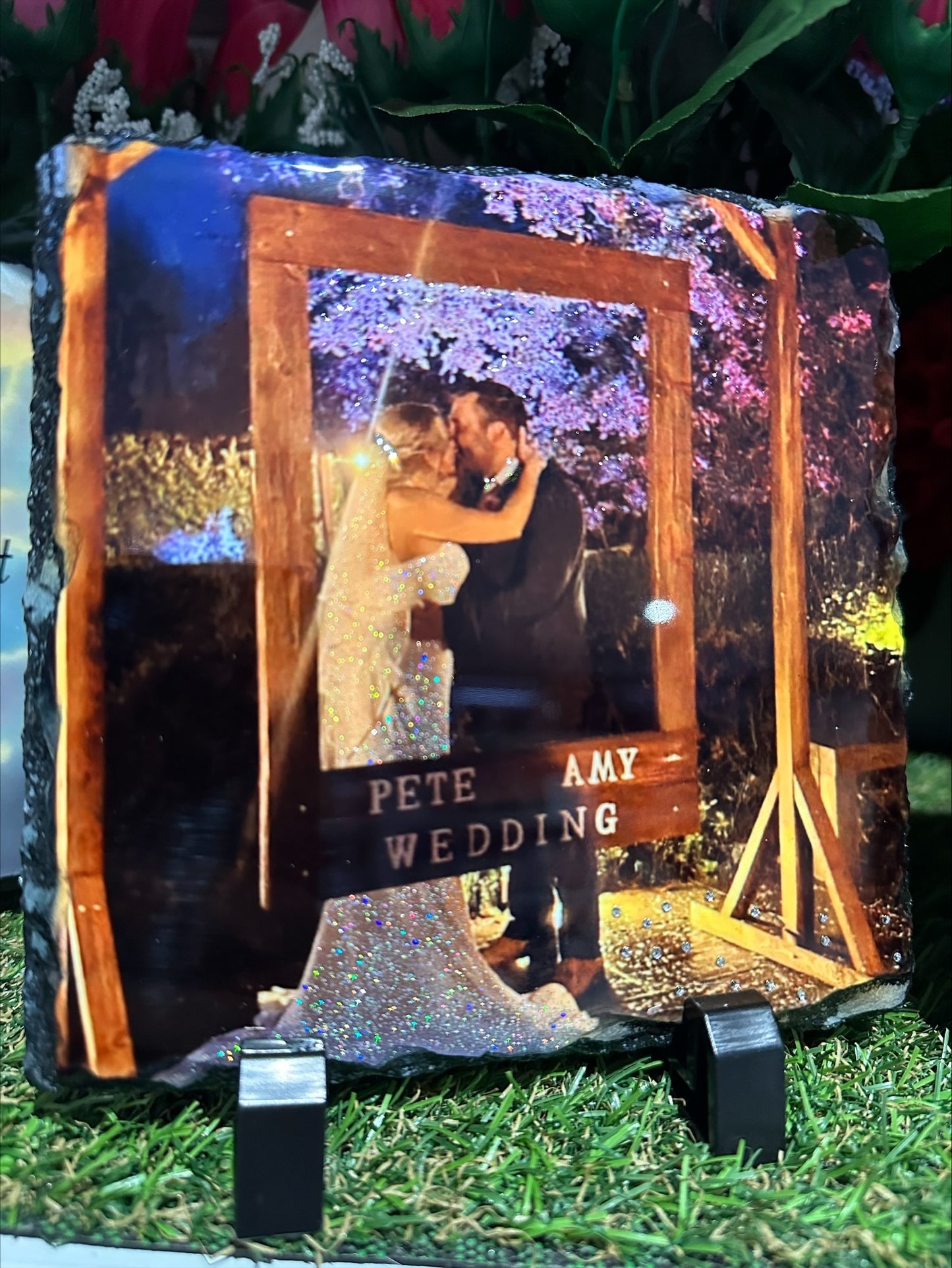 Glitter photo personalised slates