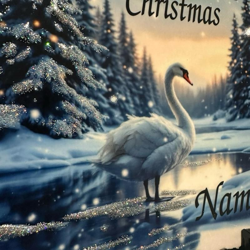Personalised Christmas memorial Swan lake slate with glitter indoor and outdoor