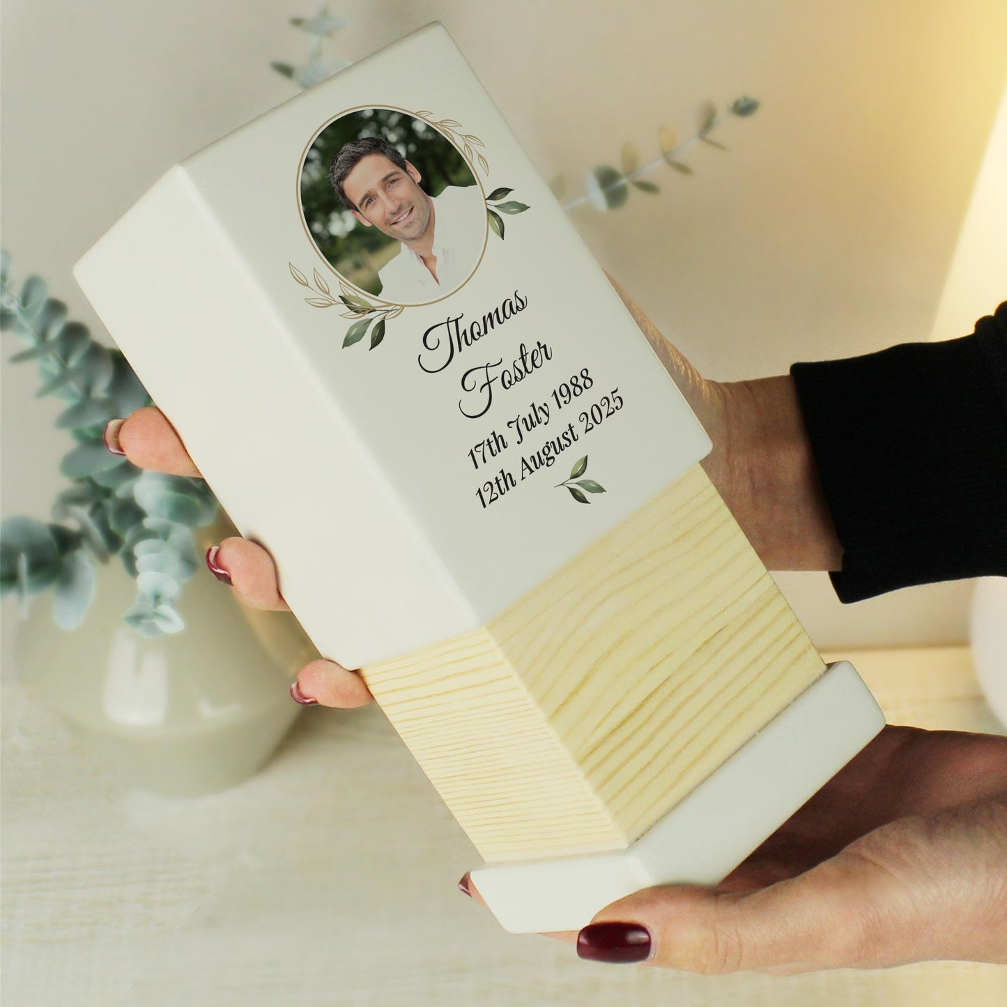 Personalised Photo Small Wooden Urn