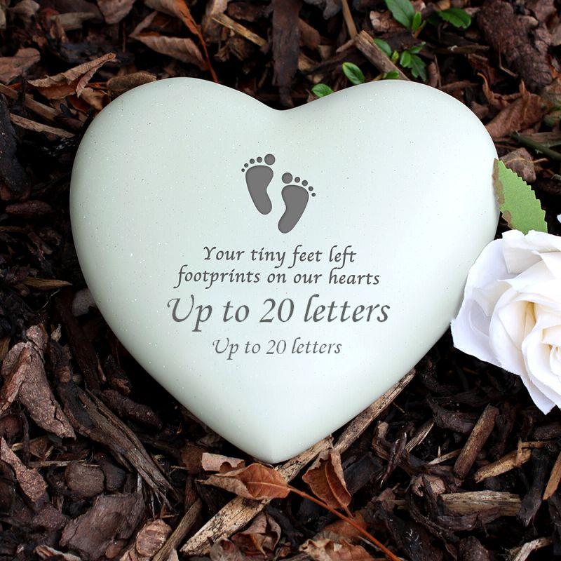 Personalised Footprints Heart Memorial
