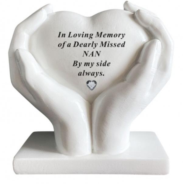 Heart In Hands With Heart Stone Outdoor Memorial Plaque
