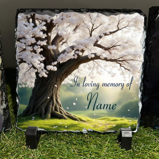Personalised White Blossom tree slate design outdoor or indoor slate