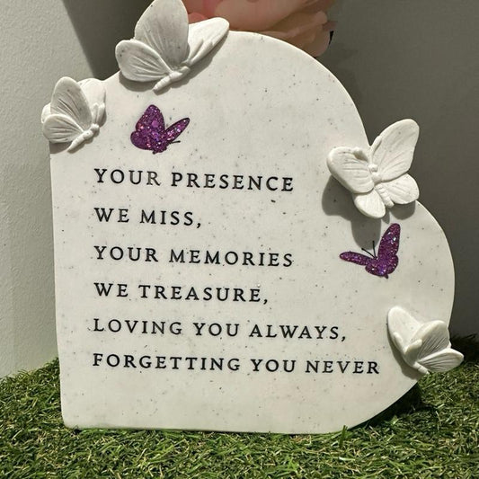 Butterfly Graveside Standing Heart - Your Presence - glitter options