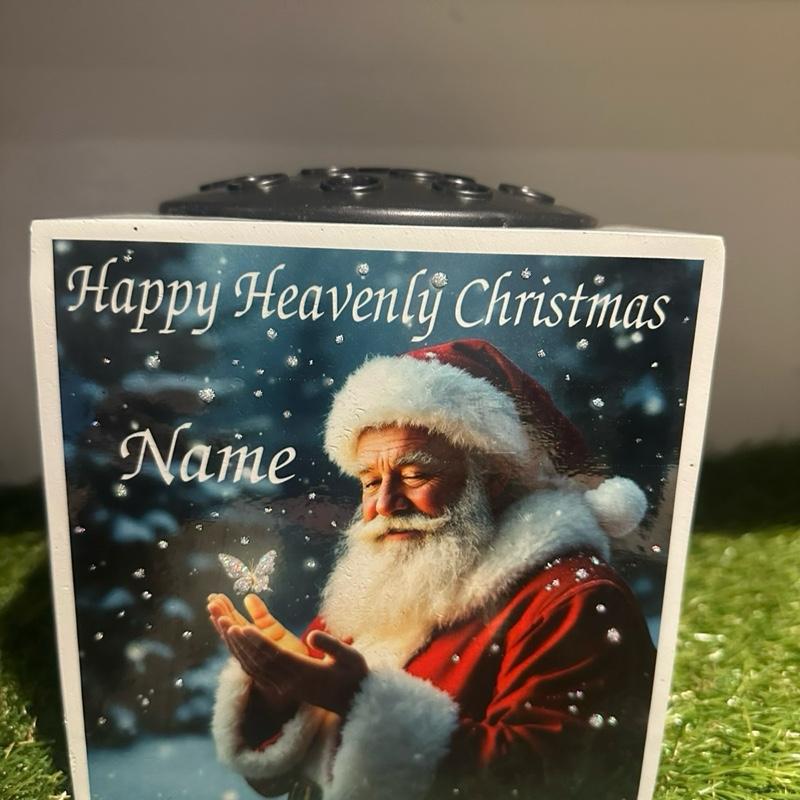 Christmas Santa & butterfly weighted memorial flower vase with glitter detail