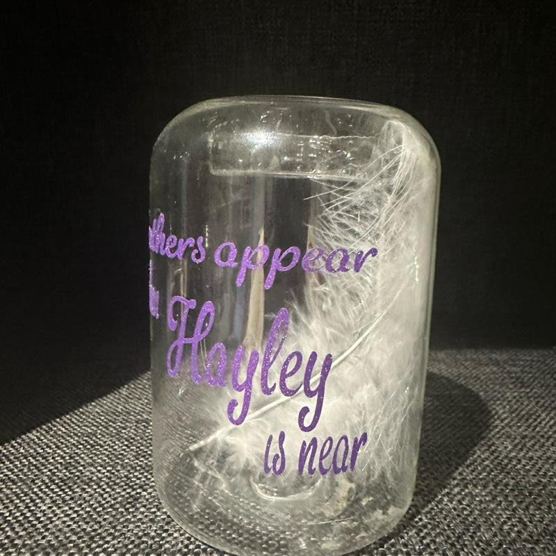 Glass glitter Feathers appear memorial tealight holders