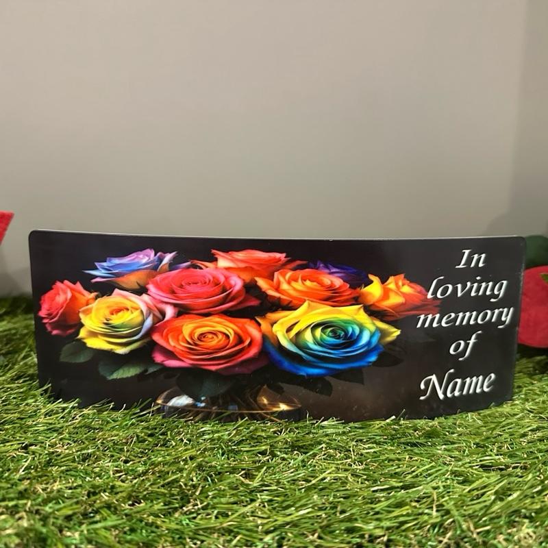 Rainbow roses memorial plaque indoor or outdoor use