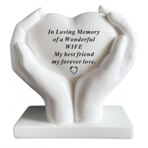 Heart In Hands With Heart Stone Outdoor Memorial Plaque