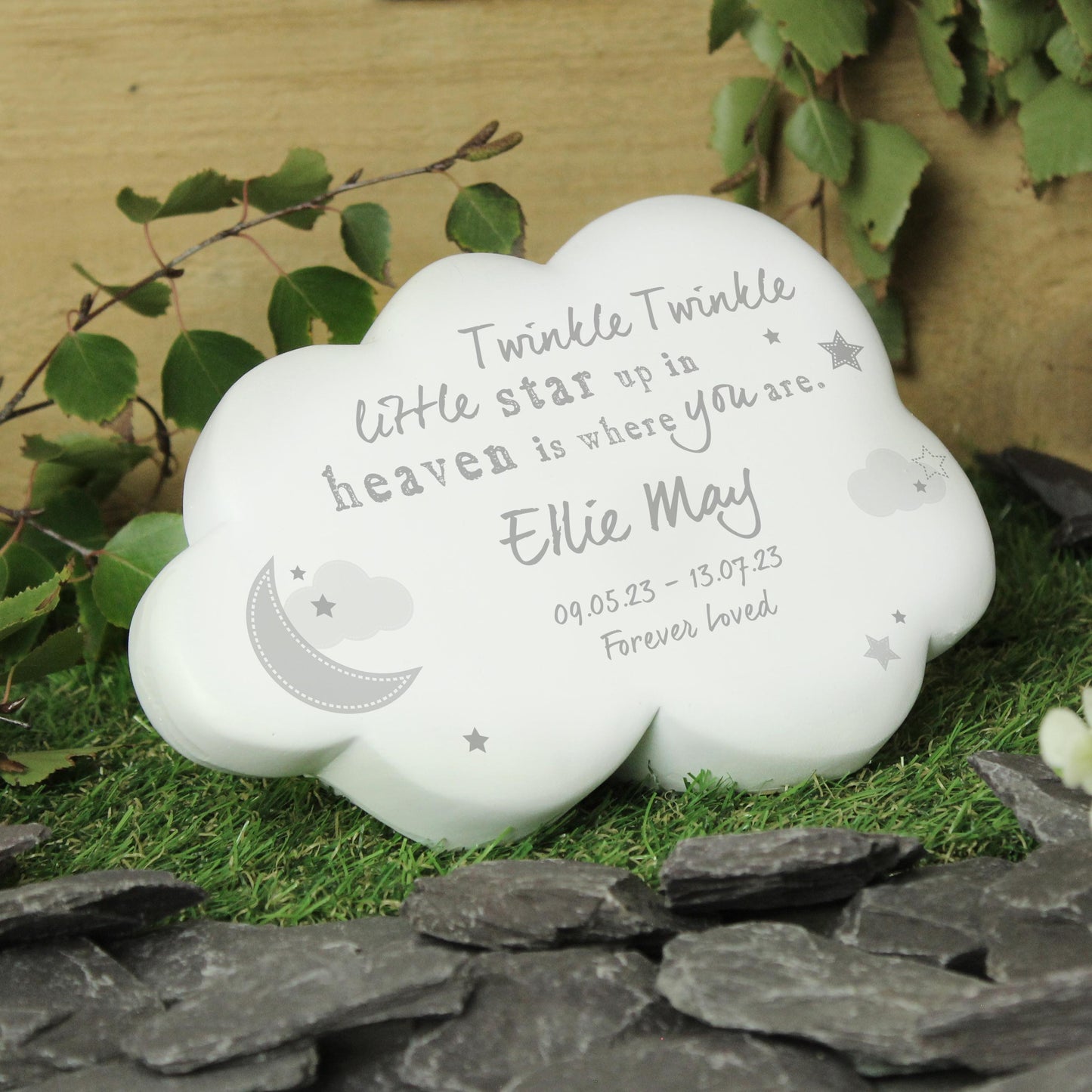 Personalised Twinkle Twinkle Resin Memorial Cloud Star Decor Star