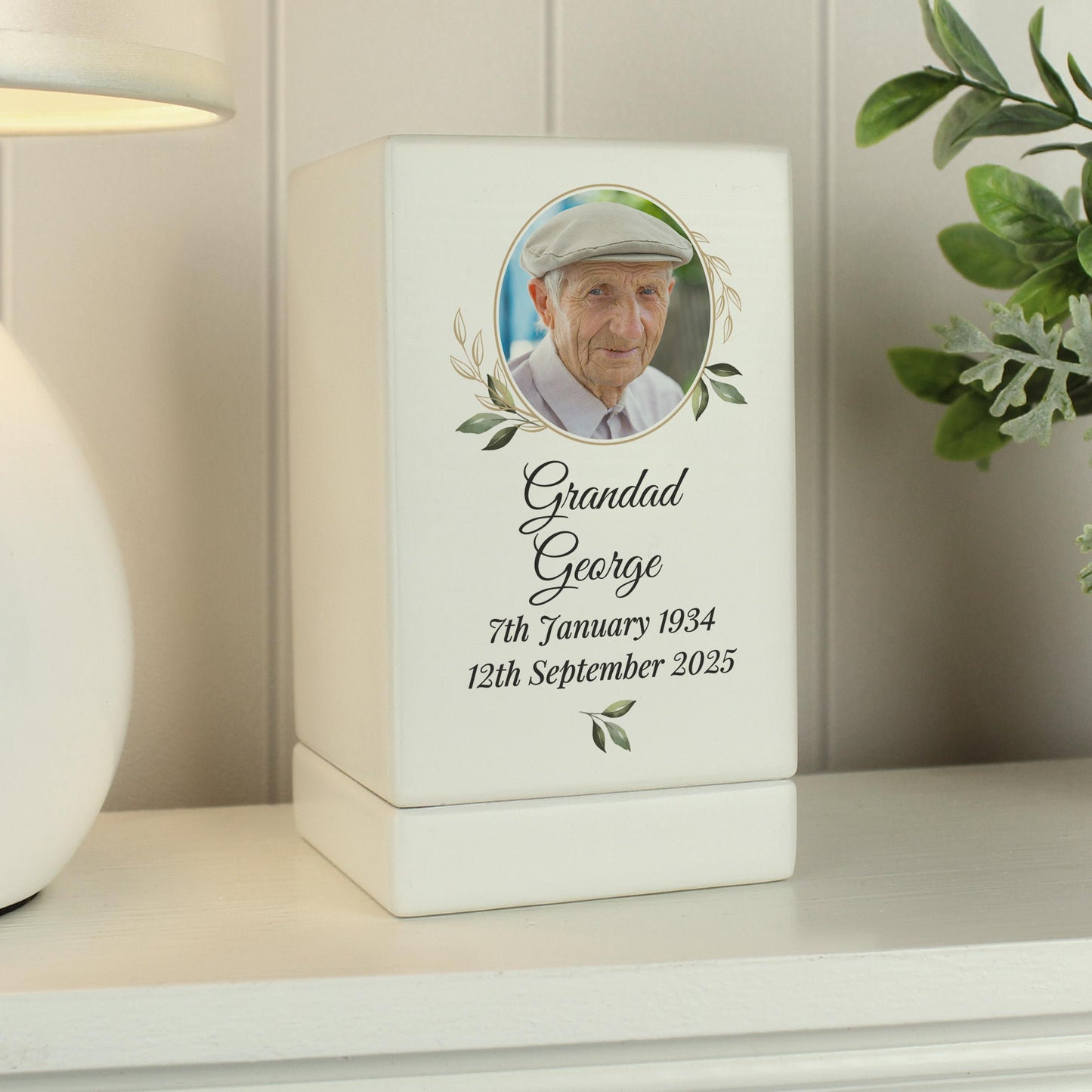 Personalised Photo Small Wooden Urn