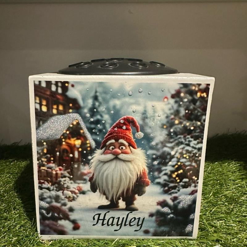 Christmas Gonk weighted memorial flower vase with glitter detail