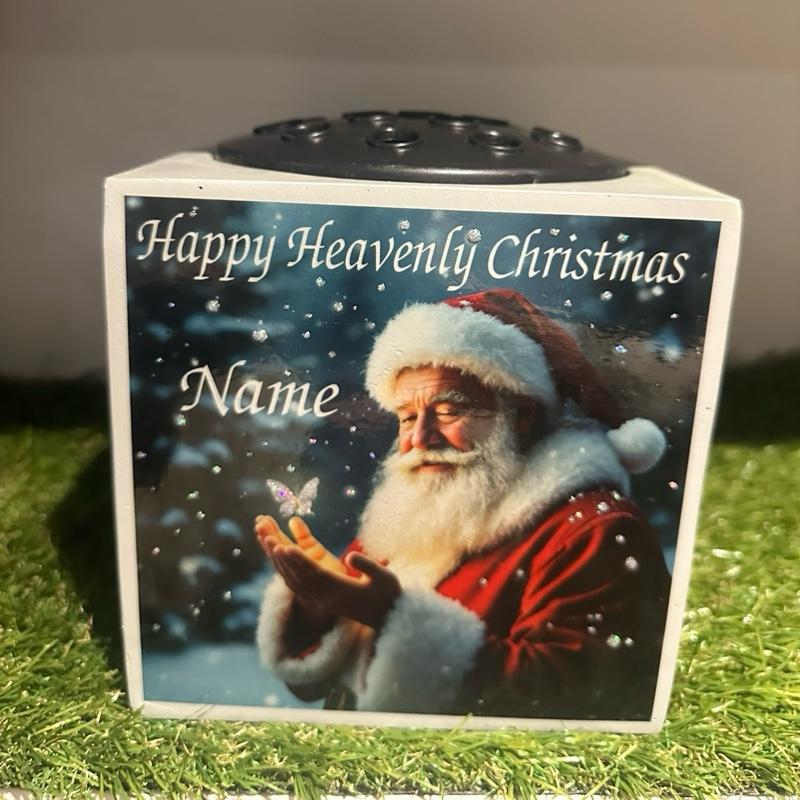 Christmas Santa & butterfly weighted memorial flower vase with glitter detail