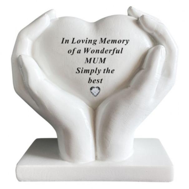 Heart In Hands With Heart Stone Outdoor Memorial Plaque