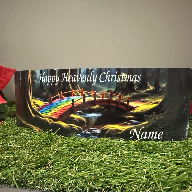 Rainbow bridge memorial plaque with glitter details indoor or outdoor use