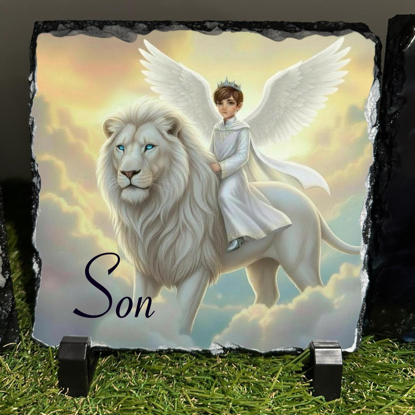 Personalised Boy on a lion design outdoor or indoor slate