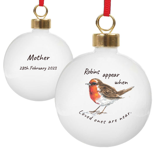 Personalised Robins Appear Bauble